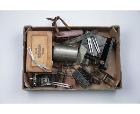 Collection of General Cameras &amp; Photographic EquipmentIncluding an early childs tinplate 35mm film projector, A Kodak dev