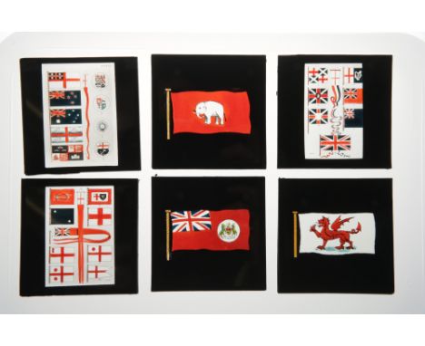 Magic Lantern Slides of National Flags,collection of various hand painted colour flags of various nations (approx 33 slides)