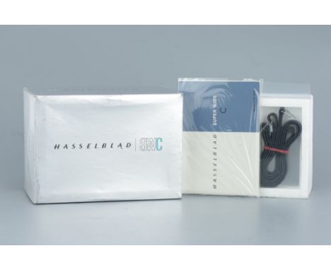 A Hasselblad SWC Super Wide Empty Box,with internal polystyrene blocks, instruction manual from 1961, neck strap and darkslid
