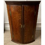 Georgian oak bow fronted corner cupboard Ht 101cm W 68cm