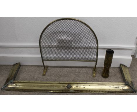 Brass Fender with inside measurement to fit hearth 41cm x 30cm, Brass fire screen / fireguard 65cm w x 61cm h, Brass Trench a