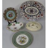 Selection of ceramics to include 1 x Aynsley cake plate 27cm, Bird of Paradise plate and exotic