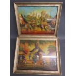 Pair of Bali oil paintings signature to lower left - both framed by John Lewis - approx. 45.5cm x