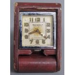 Jaeger Le Coultre Hermes red leather travel clock