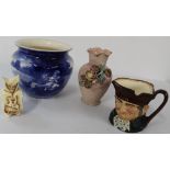 Royal Doulton jardinière D1304 part of the "Blue Children" series. 1890-1900. D 1304. Shows a little