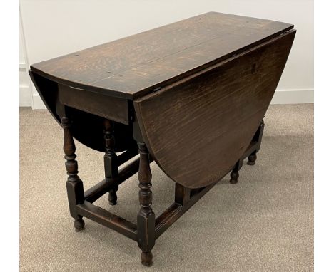18th century style oak gate leg table122cm by 148cm Ht 73cm