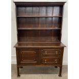 Early 20th century oak dresser Ht 183cm W 122cm D 48cm