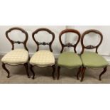 Pair & 2 single Victorian balloon back chairs