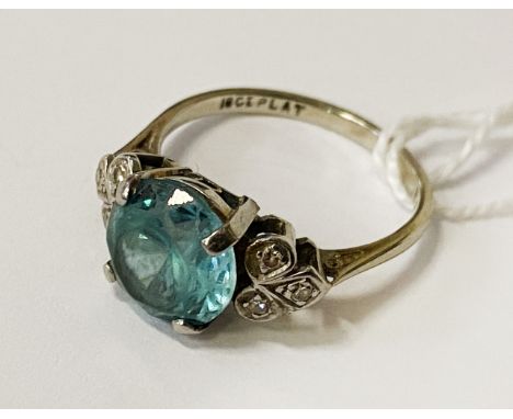 18CT WHITE GOLD PARIBA TOURMALINE RING - SIZE M - 4 GRAMS APPROX