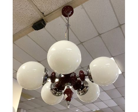 VINTAGE 1970'S CHROME &amp; GLASS LIGHT