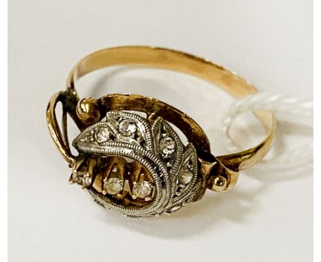 18CT GOLD FRENCH HALLMARKED DIAMOND RING - SIZE N