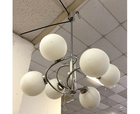 VINTAGE 1970'S ITALIAN GLASS &amp; CHROME LIGHT