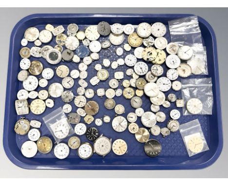 A large quantity of watch movements including Longines (four gent's, two lady's), Omega (4), Ebel, Bulova, Elgin, Beuche Giro
