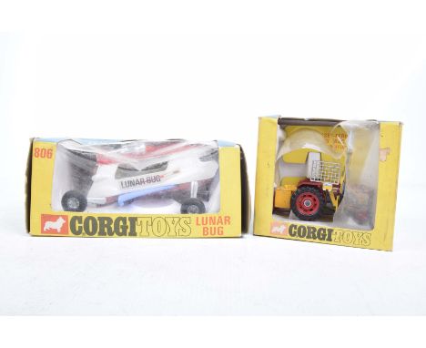 Two boxed Corgi diecast items Comprising No: 73 Massey-Ferguson '165' tractor with saw attachment and No: 806 Lunar Bug moon 