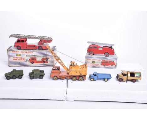 Seven dinky diecast vehicles Comprising two boxed examples, no. 955 fire engine with windows and extending ladder and 956 tur