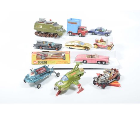 Eleven diecast vehiclesComprising a boxed Corgi 161 Whisszwheels Santapod Commuter Dragster, the rest being unboxed comprisin