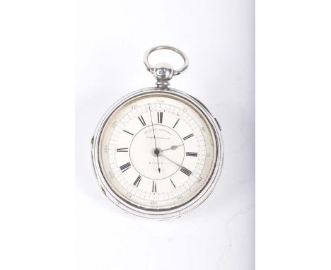 A silver chronograph pocket watchOf conventional form, with gold tone hands, hallmarked Chester, AF