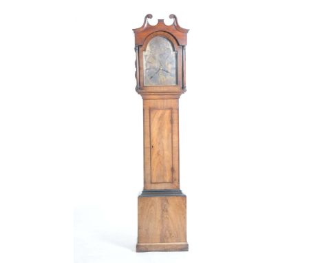 An 18th/19th Century mahogany longcase clock, W. Trick, BidefordThe case with a twin swan neck pediment above turned uprights