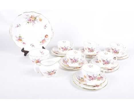 A Royal Crown Derby 'Posies' six piece tea service, late 20th CenturyTo include six cups, six saucers, six side plates, cream