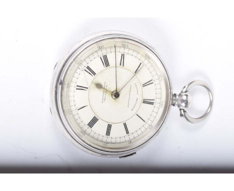 A silver chronograph pocket watchSigned 'H. Samuel, Manchester', inscribed, hallmarked Birmingham, of conventional form