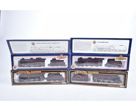 Four boxed '00' gauge locomotives and tendersComprising Mainline Railways 4-6-0 rebuilt Scot Class locomotive 4-6-0 no. 6100 