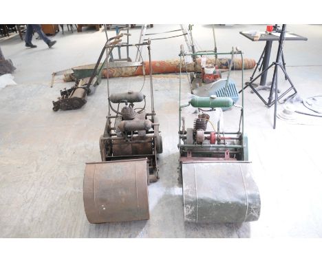 Two vintage Atco petrol lawn mowersBoth cylinder mowers, 14 inch cut and 16 inch cut (af).