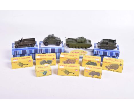 Twelve military diecast vehiclesComprising two unboxed Lone Star items, armored car and Bren gun carrier, unboxed Dinky Troop