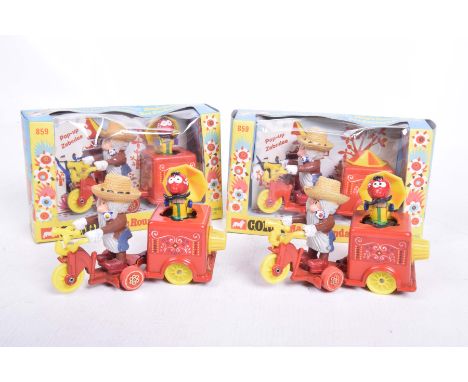 Two boxed and two unboxed Corgi no. 859 Magic Roundabout Mr McHenry's trikeAnd Zebedee box.   CONDITION REPORT:  2 x boxed it