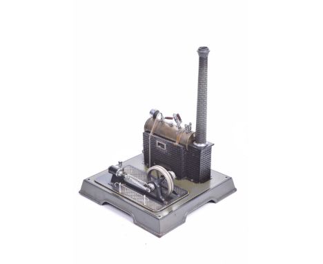 A good quality Marklin German stationary steam engineWith methylated spirits burner, coal chimney, single piston and wheel, o