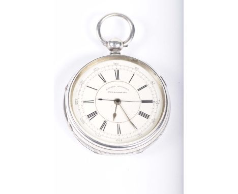 A silver chronograph pocket watchHallmarked for Chester, with silvered hands
