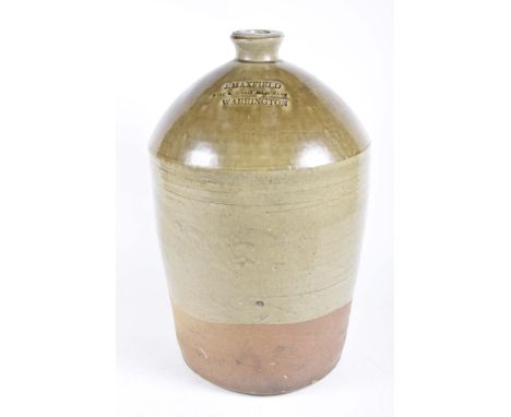 A large Earthenware glazed storage vessel, late 19th early 20th Century54cm vessel marked J Maxfield, wine and spirit merchan