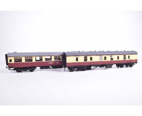 Two '0' gauge kit built coachesComprising WW226 Thompson buffet E1706E and Peter Cowling 57 foot full break E80635 both in cr