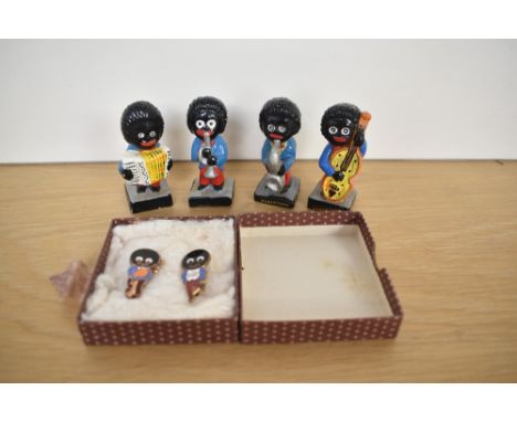 Four Robertson Advertising Figures, Band Members and a Pattorini and Gomm Frederick Golden Shred Pin Badges
&nbsp;
Notice fro