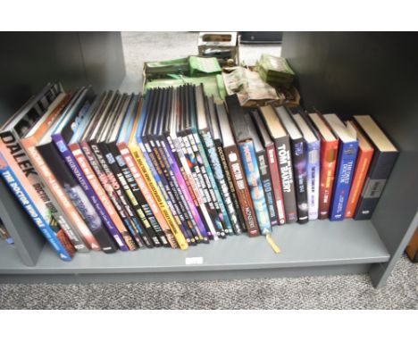 A shelf of BBC and similar Doctor Who related Hard Back Books including Dalek, Classic Who, The Daily Doctor, Annuals etc, ma