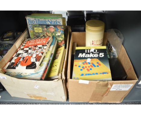 Two boxes of vintage Card Games and Children's Annuals etc