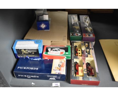 A shelf of Lledo and similar Die-casts including Pickfords, Pro Movers, British Rail boxed sets, Toyota Celica GT Four ST205,
