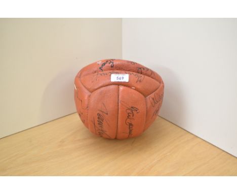A vintage Star Football bearing signatures believed to be ex Liverpool FC Players and Staff, Ray Clements, Kevin Keegan, Phil