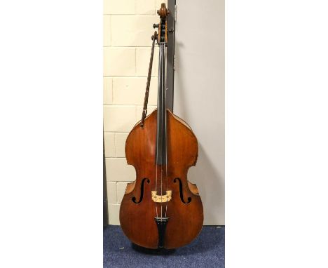 43" two piece flat back, upper bout 21", middle 15 1/2", lower 25 1/2", depth of ribs 8", scale length 42 1/4", with German p