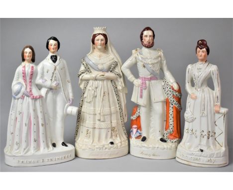 Four 19th Century Staffordshire Pottery Portrait Figures of British Royalty, the Tallest 44cm 