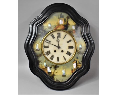 A 19th Century French Orchard Clock, 8 Day Movement, Dial with Roman Numerals, a Painted Papier Mache Border with Mother of P
