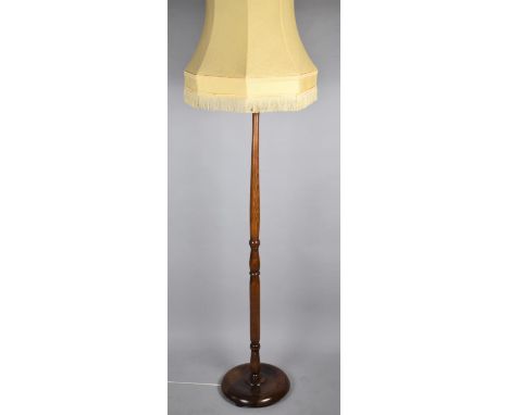 A Mid 20th Century Turned Wooden Standard Lamp and Shade 