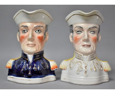 Two 19th Century Staffordshire Portrait Jugs of the Duke of Wellington, 18cm High 