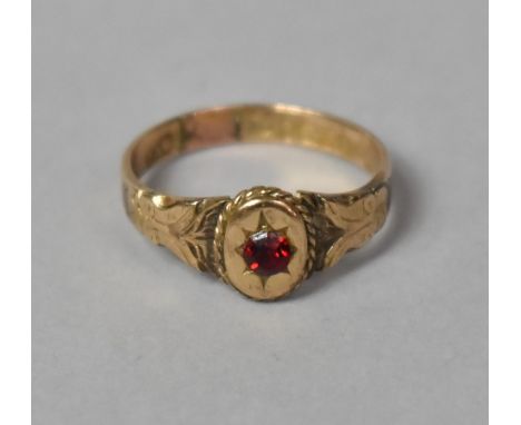 A Victorian 9ct Gold and Garnet Gypsy Style Ring (Has Been Resized) Chester 1896 