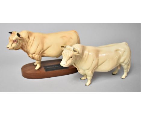 A Beswick Connoisseur Collection Charolais Bull (Matt) and a Beswick Charolais Bull, Model 2463A 