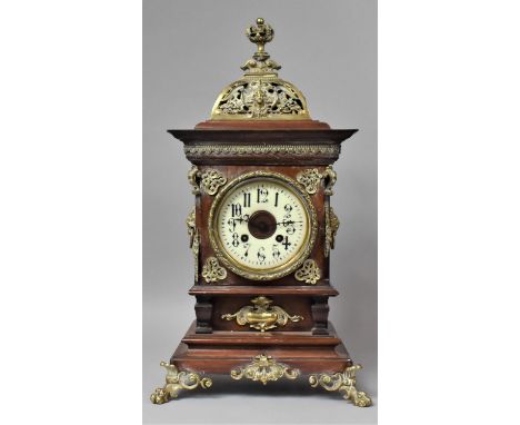 A Late 19th Century German Ormolu Mounted Bracket Clock with White Enamel Chapter ring and Eight Day Movement, Stamped P+C wi