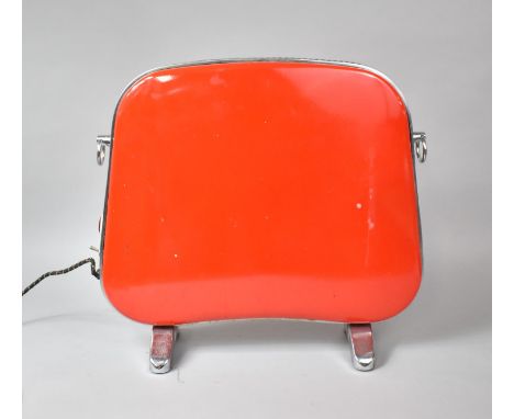 A Vintage Chrome and Red Enamel Electric Radiator, 87cm wide 