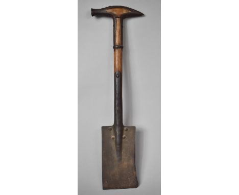 An 1883 Wallace Patent Combination Military Entrenching Tool, The Blade Doubling as Axe and as Inch Ruler. The Handle As Spik