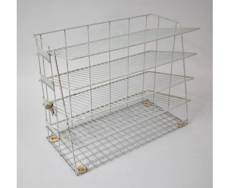 A Vintage Wire Five Shelf Stationery Rack, 43cm wide 