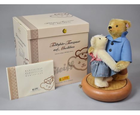 A Limited Edition Steiff Bear Group, Teddy Bear Dancing Partners on Music Box Stand, no. 201/2500. Complete with Box and Cert