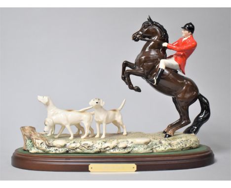 A Beswick Hunting Group, 'Tally Ho', Model No 3464 in Gloss. Oval Wooden Plinth 